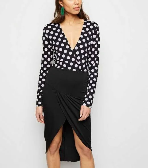 2 in 1 Polka Dot Dress Black