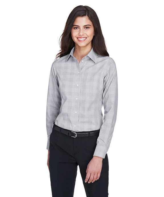 DG520W - Devon & Jones Ladies Crown Woven Collection™ Glen Plaid | White/Graphite/Light Grey