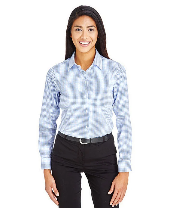 DG540W - Devon & Jones CrownLux Performance™ Ladies Micro Windowpane Shirt | French Blue/White