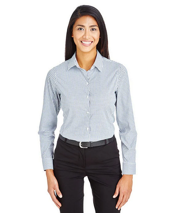 DG540W - Devon & Jones CrownLux Performance™ Ladies Micro Windowpane Shirt | Navy/White