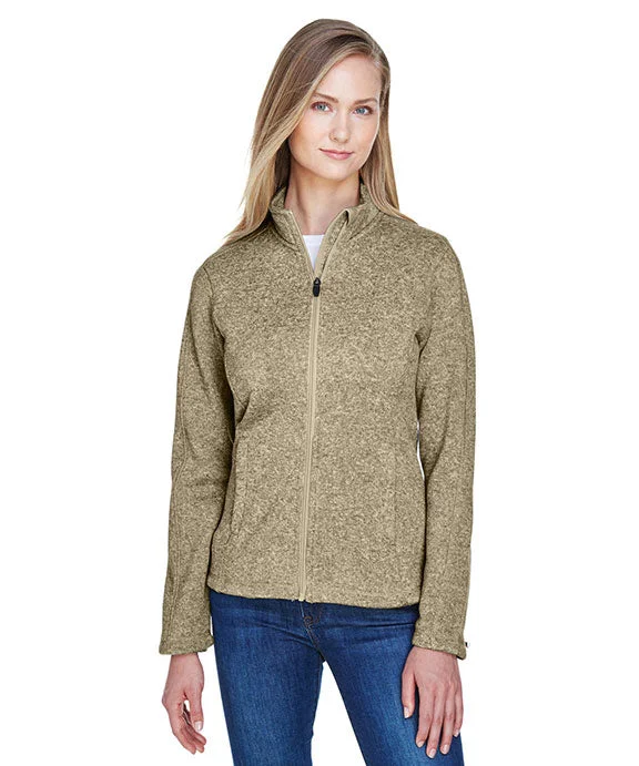 DG793W - Devon & Jones Ladies Bristol Full-Zip Sweater Fleece Jacket | Khaki Heather