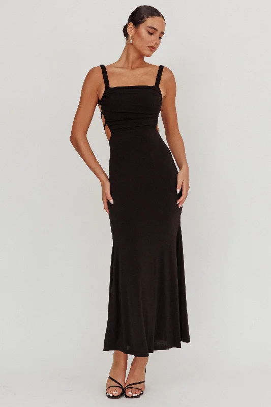 Dream Crush Lace-Up Back Maxi Dress Black