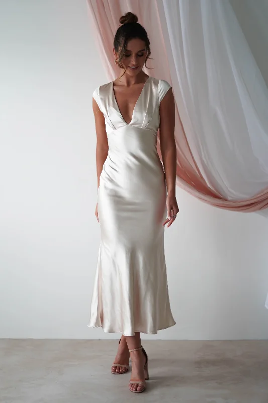 Nellie Soft Satin Midaxi Dress | Champagne