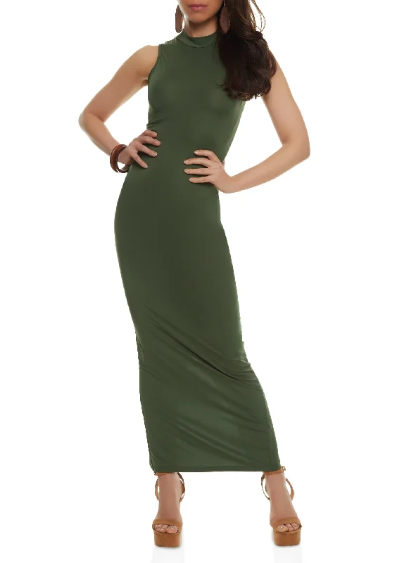 Daisy Sleeveless Mock Neck Maxi Dress