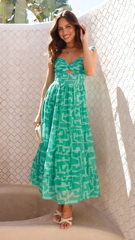 Zakuro Maxi Dress - Green Print