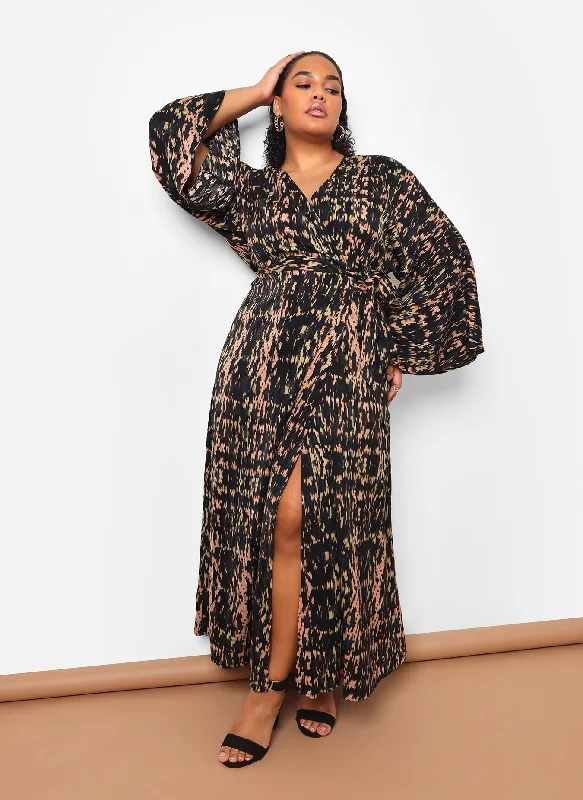 Ria Abstract Print Maxi Wrap Dress