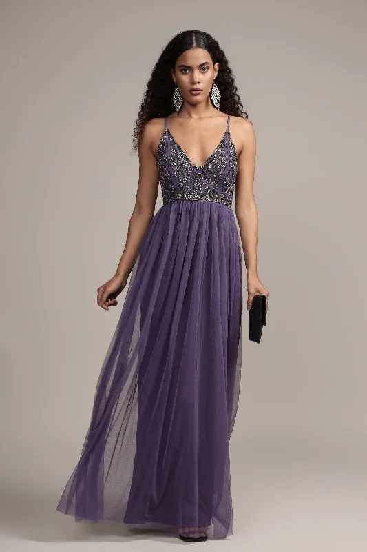 Lexi Embellished Maxi in Mulled Grape