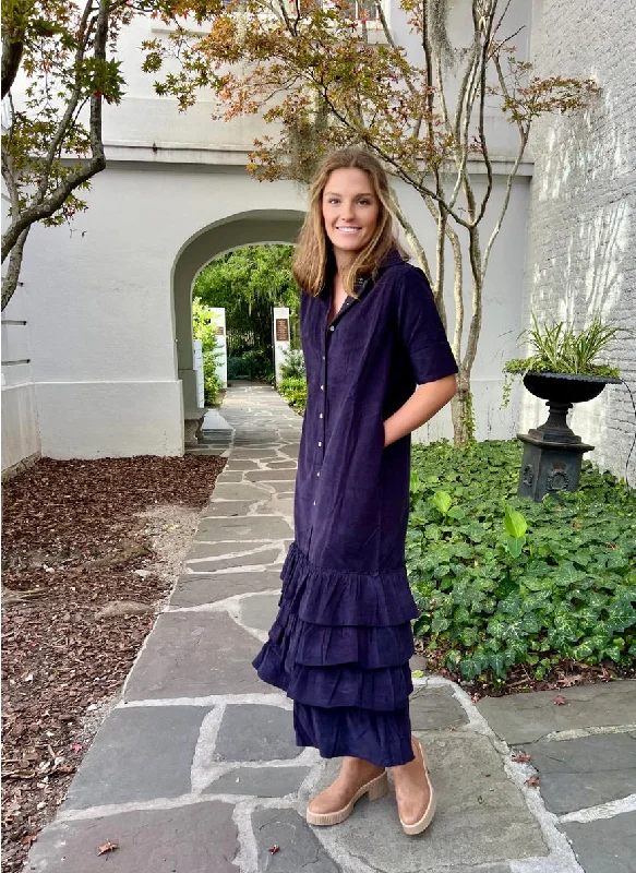 Lola Maxi Dress Navy Corduroy