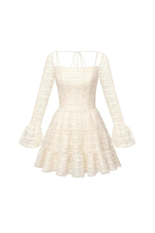 Giorgia Tiered Poet Sleeved Lace Mini Dress