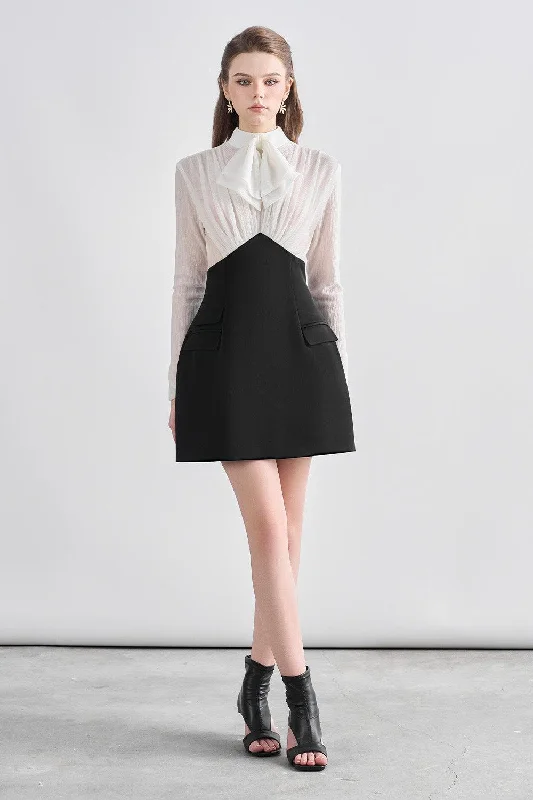 Katherine A-line Bow Tie Chanel Mini Dress