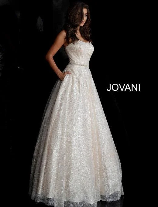 Jovani 66955 Prom Long Strapless Glitter Ball Gown