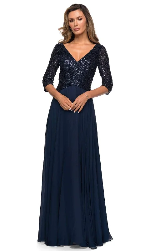 La Femme - 27998 V-Neck A-Line Mother of the Groom Long Gown