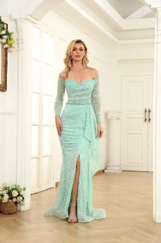 High Couture NR2269 Long Off Shoulder Formal Prom Dress