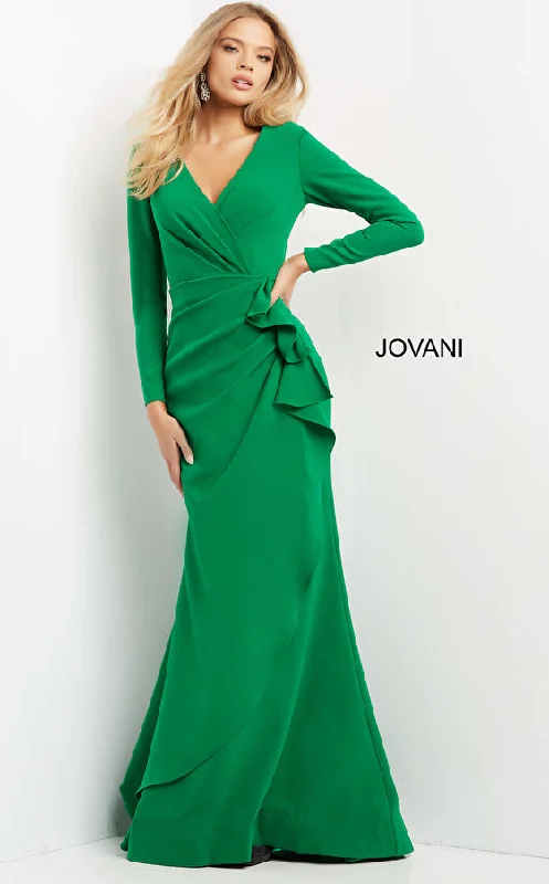 Jovani 06995 Mother of the Bride Long Sleeve Wrap Skirt Dress