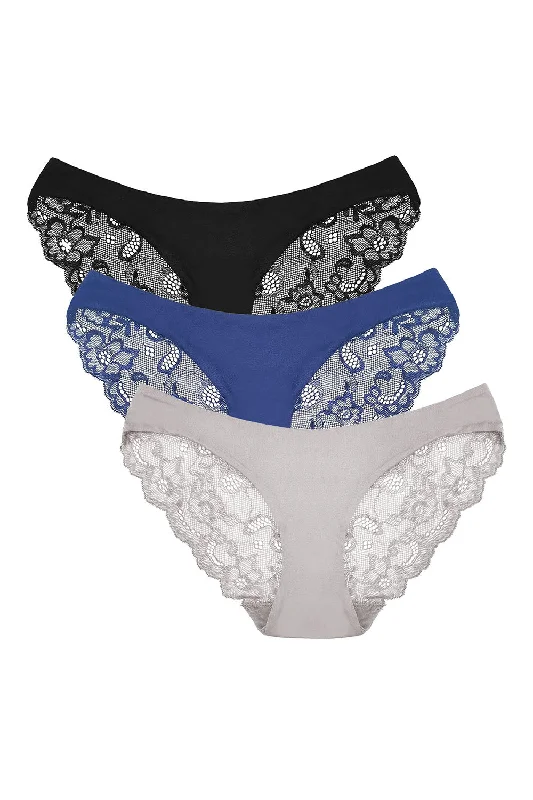 Hipster Briefs Lace Solid Color Panties 3 Pack