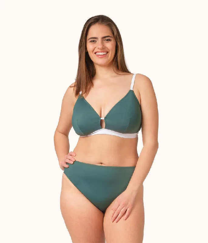 The Busty Bralette: Harbor Green/White